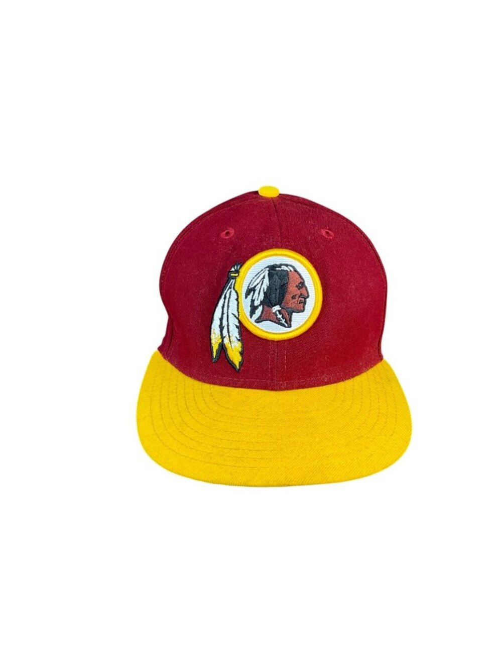 New Era Mens Burgundy/Yellow Fitted Hat NFL Logo Washington 7 1/8